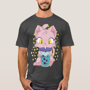 Kawaii Funny Japan Cat Boba Tea Japanese Anime Cat T-Shirt