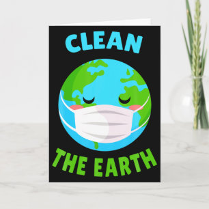 Kawaii Funny Mask Environmentalist Clean The Earth Card