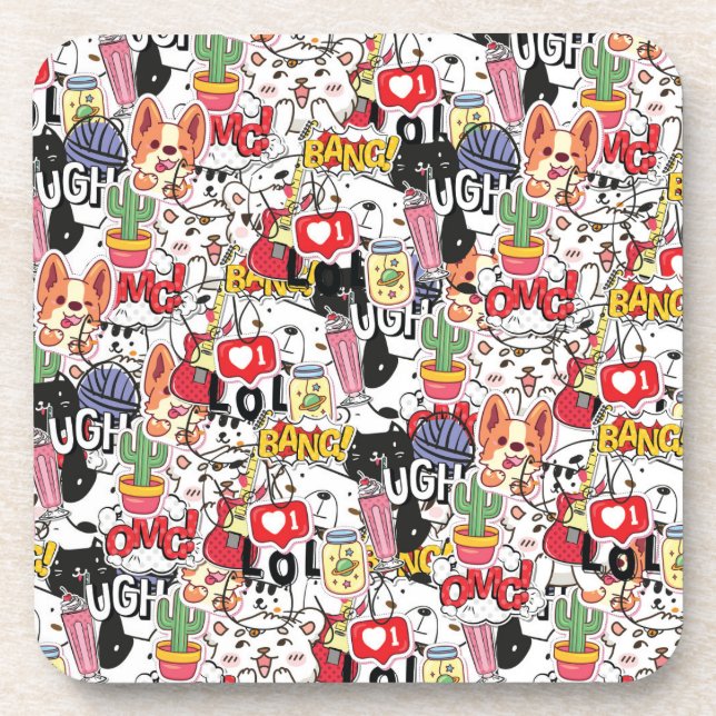 kawaii funny pet design - cute animal lover  coaster (Front)
