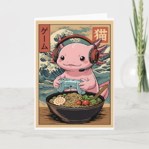 Kawaii Gamer Axolotl Ramen Cute Japanese Gaming Card