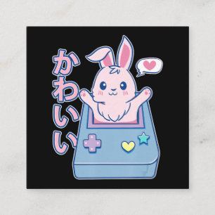 Kawaii Gamer Bunny - Rabbit Pastel Cute Square Business Card