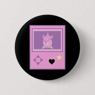 Kawaii Gamer Unicorn Pastel Anime Girl Manga Style 6 Cm Round Badge