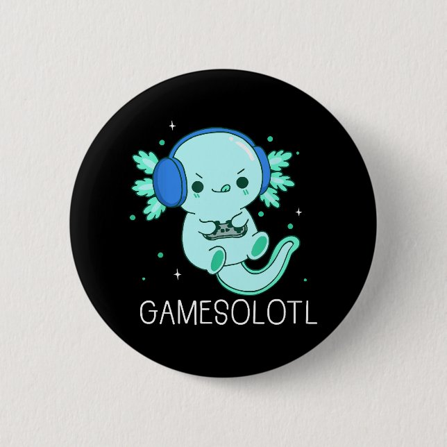 Kawaii Gamesolotl Axolotl Gamer 6 Cm Round Badge (Front)
