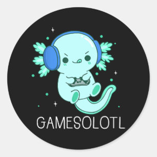 Kawaii Gamesolotl Axolotl Gamer Classic Round Sticker