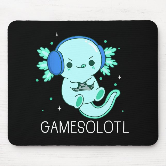 Kawaii Gamesolotl Axolotl Gamer Mouse Pad (Front)