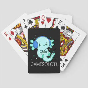 Kawaii Gamesolotl Axolotl Gamer Playing Cards