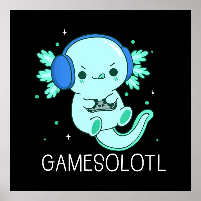 Kawaii Gamesolotl Axolotl Gamer Poster (Front)