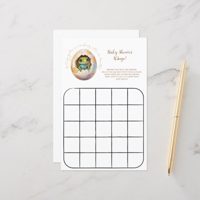 Kawaii Gecko Lizard Egg Baby Shower Bingo Game (Front/Back In Situ)
