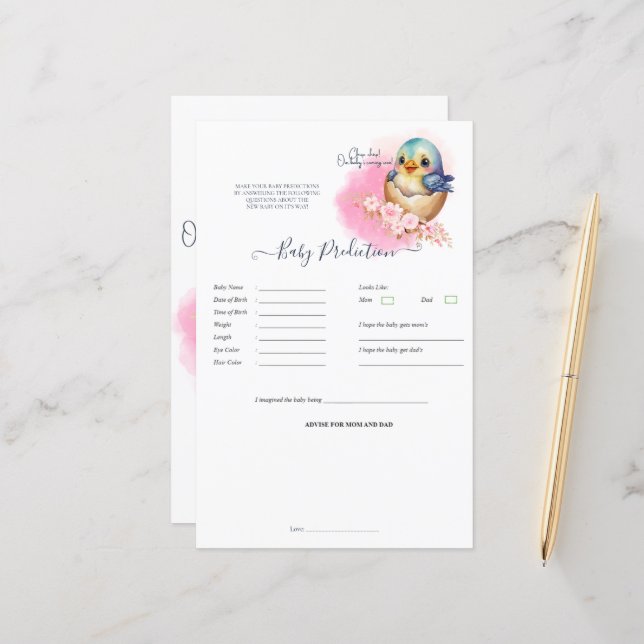 Kawaii Gecko Lizard Egg Baby Shower Predict Game (Front/Back In Situ)