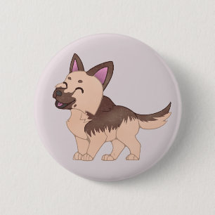 Kawaii German Shepherd Dog 6 Cm Round Badge