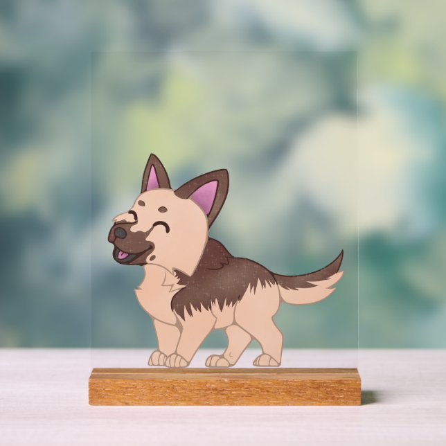 Kawaii German Shepherd Dog Acrylic Sign (Neutral)