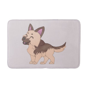Kawaii German Shepherd Dog Bath Mat
