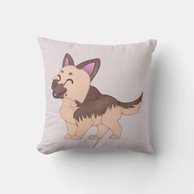 Kawaii German Shepherd Dog Cushion (Front)