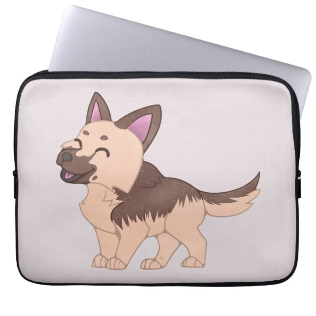 Kawaii German Shepherd Dog Laptop Sleeve (Front)