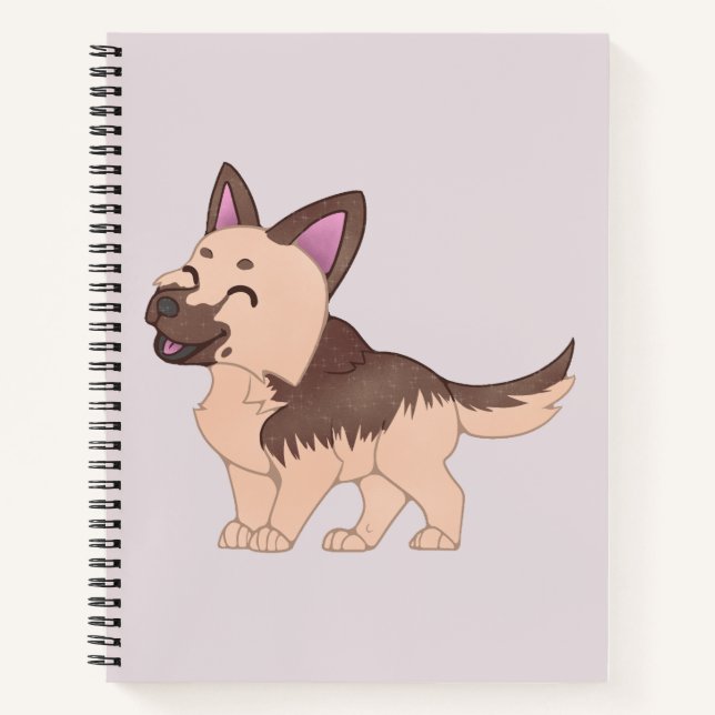 Kawaii German Shepherd Dog Notebook (Front)