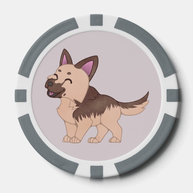 Kawaii German Shepherd Dog Poker Chips (Front)