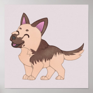 Kawaii German Shepherd Dog Poster
