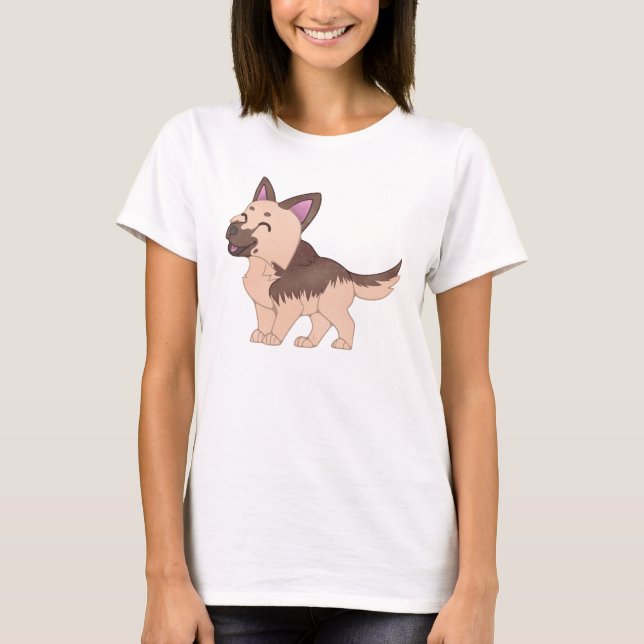 Kawaii German Shepherd Dog T-Shirt (Front)