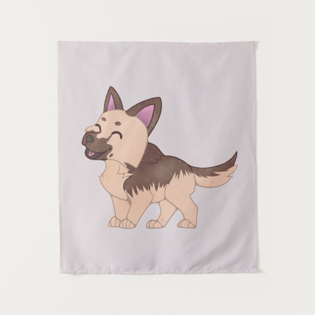 Kawaii German Shepherd Dog Tapestry (Front)