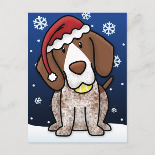 Kawaii German Shorthair Pointer Christmas Postcard
