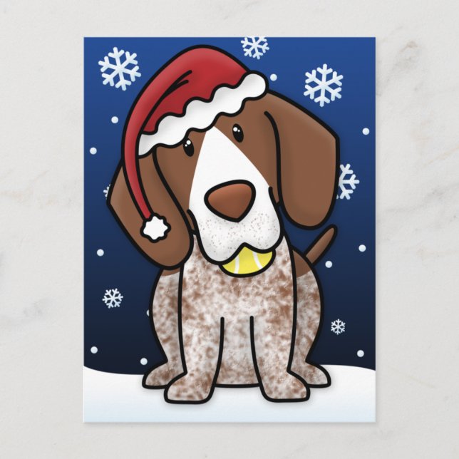 Kawaii German Shorthair Pointer Christmas Postcard (Front)
