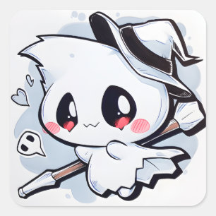 Kawaii Ghost 01 Square Sticker