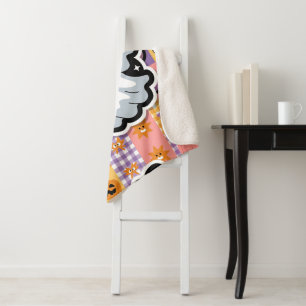 Kawaii Ghost Blanket –Cute Patchwork Cartoon Ghost