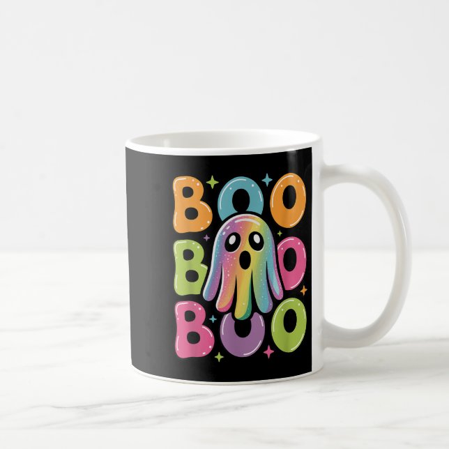 Kawaii Ghost Boo With Sparkles Halloween Colourful Coffee Mug (Right)
