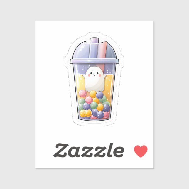  Kawaii Ghost Bubble Tea Sticker – Cute Tiny Ghost (Sheet)