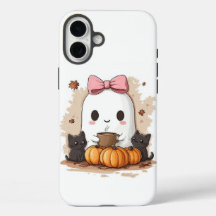Kawaii Ghost iPhone 16 Plus Case
