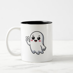 Kawaii Ghost Cute Spooky Design Two-Tone Coffee Mug