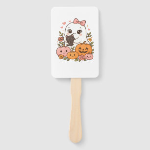 Kawaii Ghost Halloween Black Cat Pumpkin Fall Spoo Hand Fan