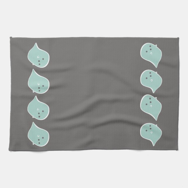 Kawaii Ghost Halloween Kitchen Towel (Horizontal)