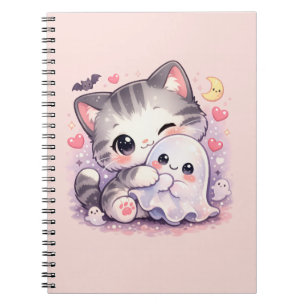 Kawaii Ghost Hug Kitty Notebook