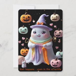 *Kawaii Ghost Knitting Halloween Invitation Sticke