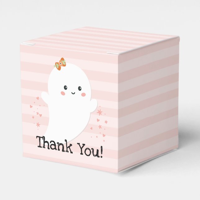 Kawaii Ghost Pink Halloween Favour Box (Front Side)