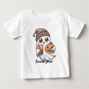Kawaii Ghost T-Shirt -Cosy Hat, Boba Tea & Pumpkin