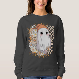 Kawaii Ghost with Coffee and Daisies - Cute Cosy  Sweatshirt