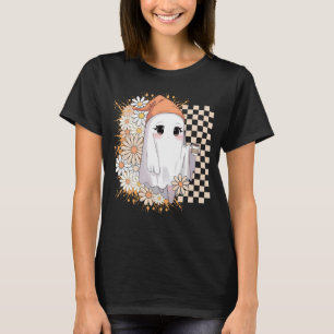 Kawaii Ghost with Coffee and Daisies - Cute Cozy  T-Shirt