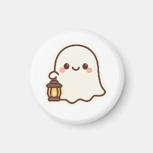 Kawaii Ghost with Lantern – Cute Spirit Design Magnet