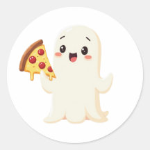 Kawaii Ghost with Pizza 