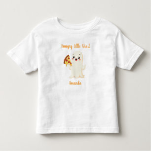 Kawaii Ghost with Pizza. Halloween. Personalized Toddler T-Shirt