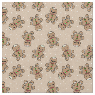 Kawaii Gingerbread Man Pattern  Fabric