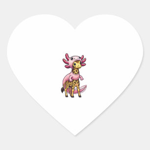 Kawaii Giraffe Axolotl Costume Heart Sticker