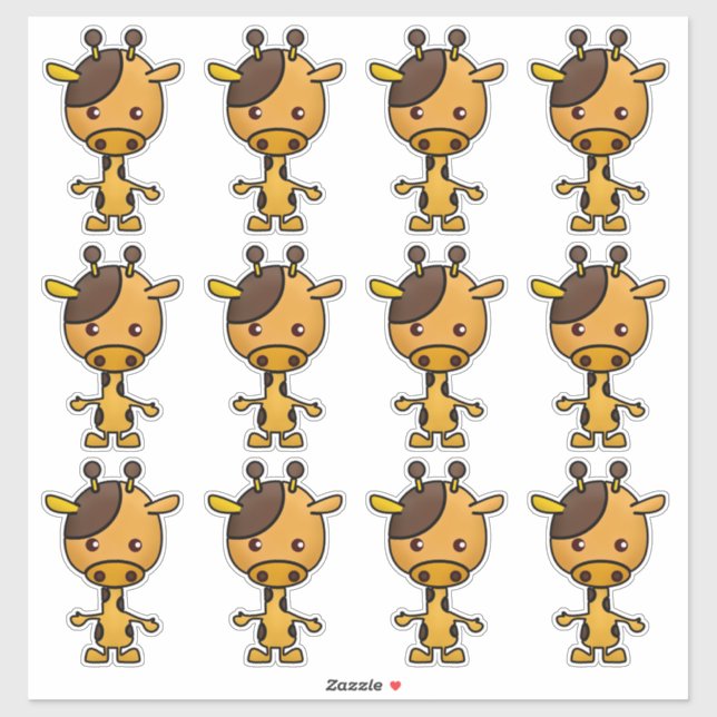 Kawaii Giraffe Orange Brown (Sheet)