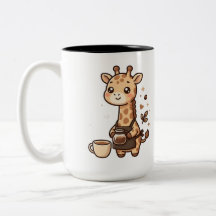 Kawaii Giraffe Two-Tone Coffee Mug