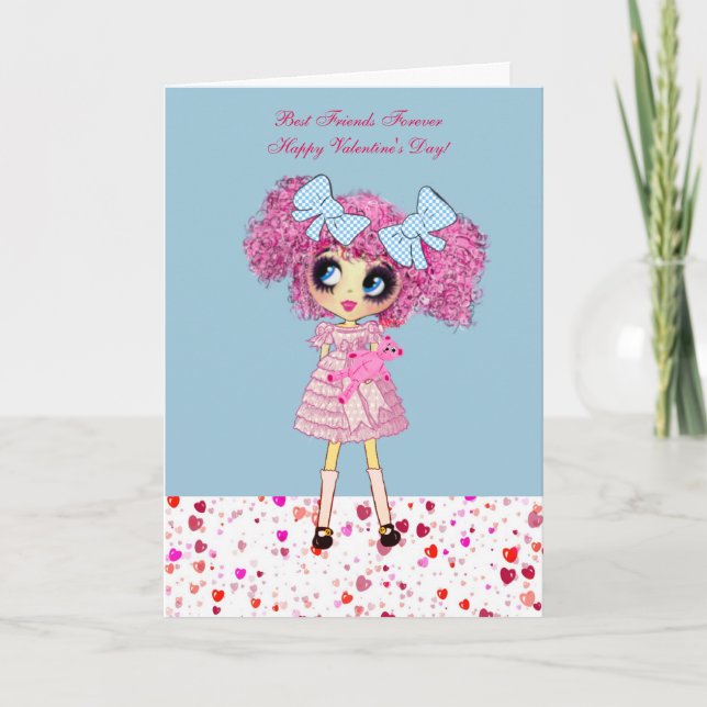 Kawaii Girl Birthday Cards with PinkyP (Front)