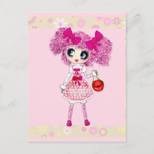 Kawaii girl birthday - personalised postcard