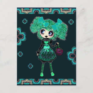 Kawaii girl birthday - personalised postcard