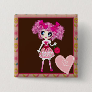 Kawaii Girl PinkP sweet loli 15 Cm Square Badge